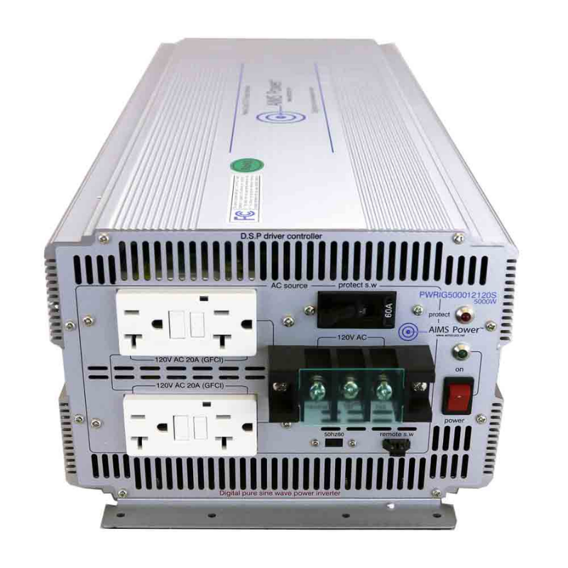 AIMS Power 5000 Watt Pure Sine Inverter 12 Volt - Industrial Grade